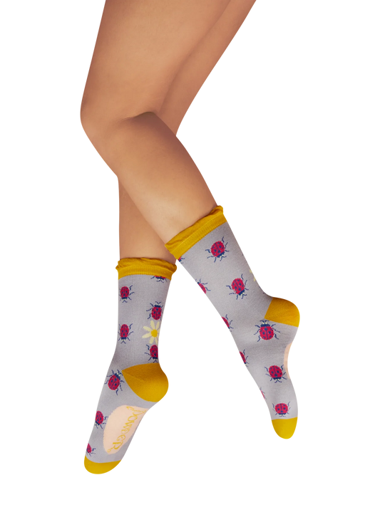Powder Lovely Ladybirds Socks In Lilac