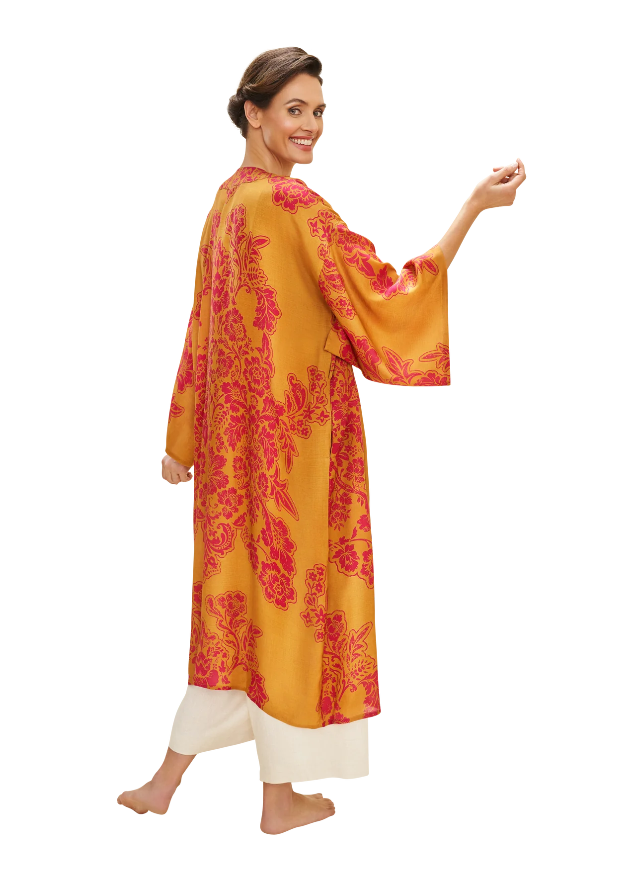 Powder Mustard Tapestry Kimono Gown