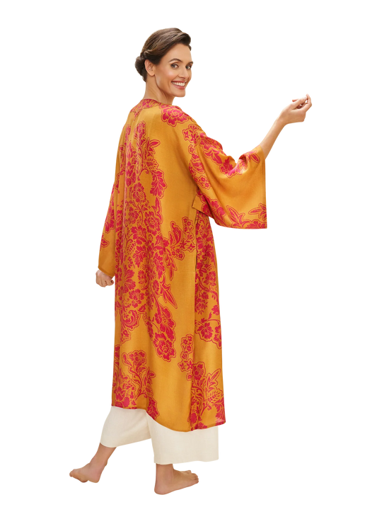 Powder Mustard Tapestry Kimono Gown