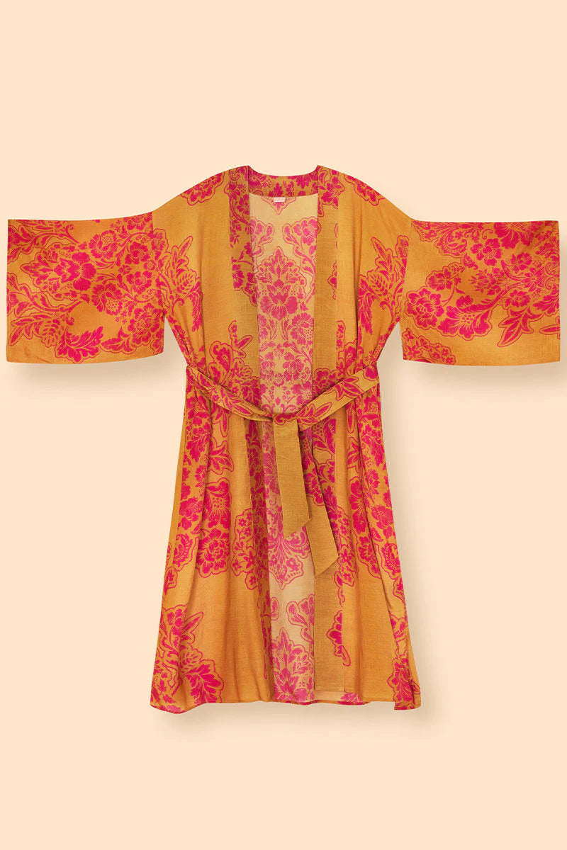 Powder Mustard Tapestry Kimono Gown