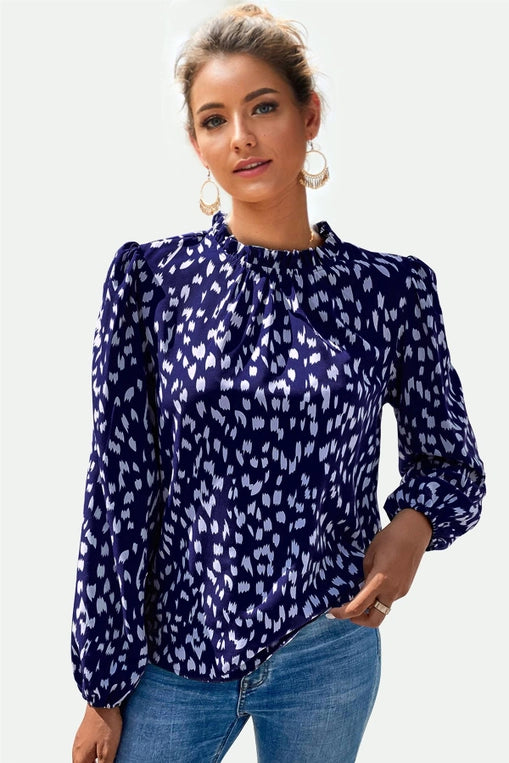 FS Collection Animal Print Frill Detail Blouse