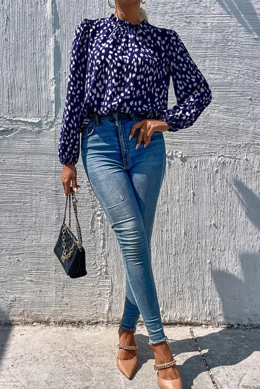 FS Collection Animal Print Frill Detail Blouse