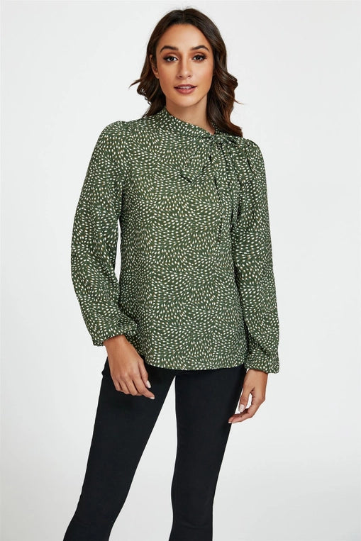 FS Collection Olive Side Tie Blouse