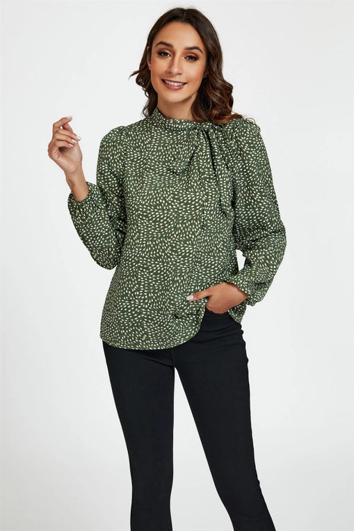 FS Collection Olive Side Tie Blouse
