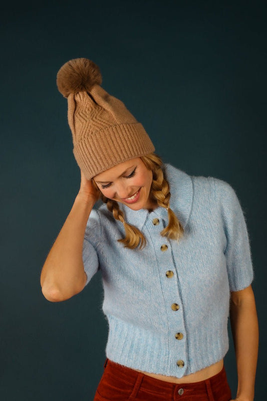 Powder Ingrid Bobble Hat Oatmeal - Daisy Mae Boutique