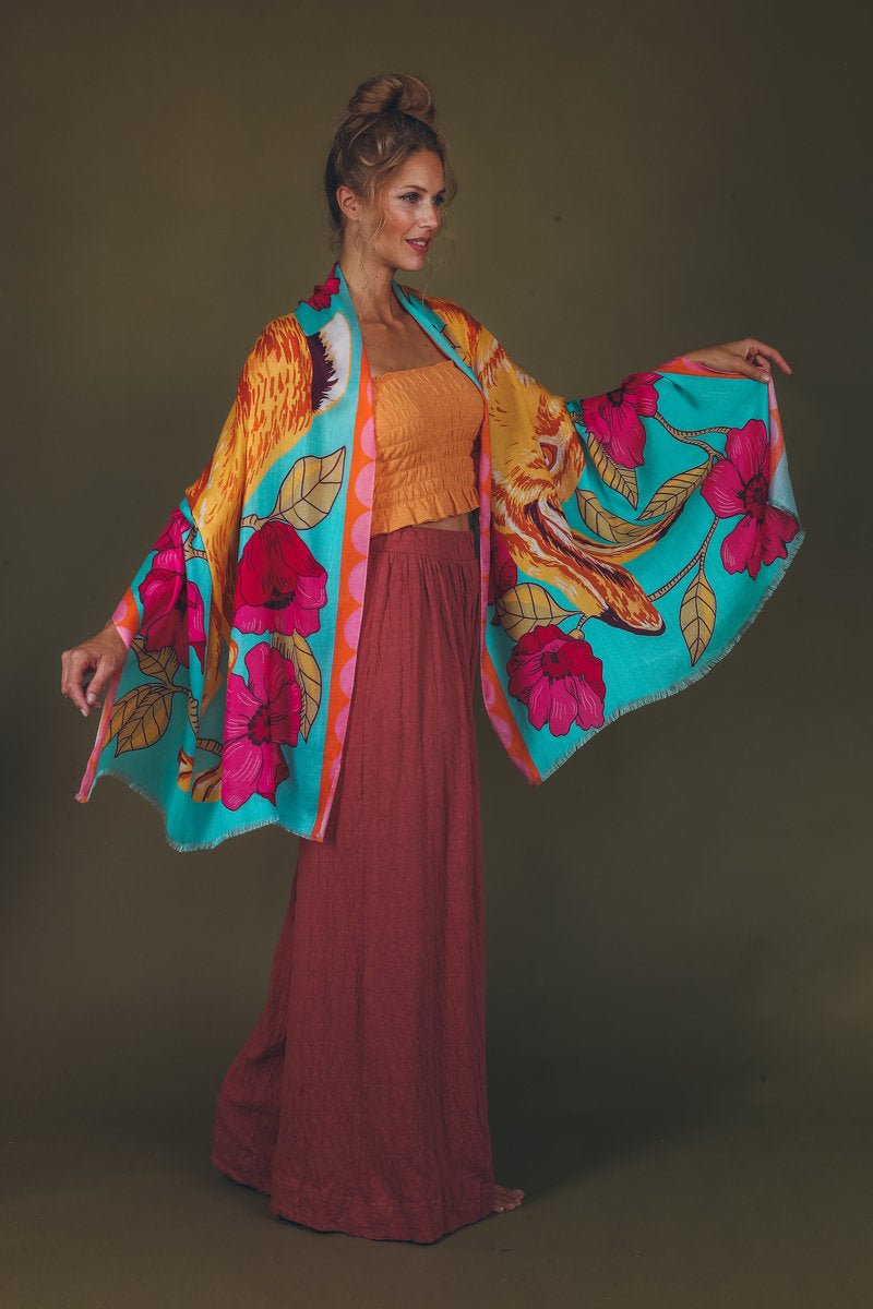 Powder Modal/Cotton Hare Print Scarf - Daisy Mae Boutique