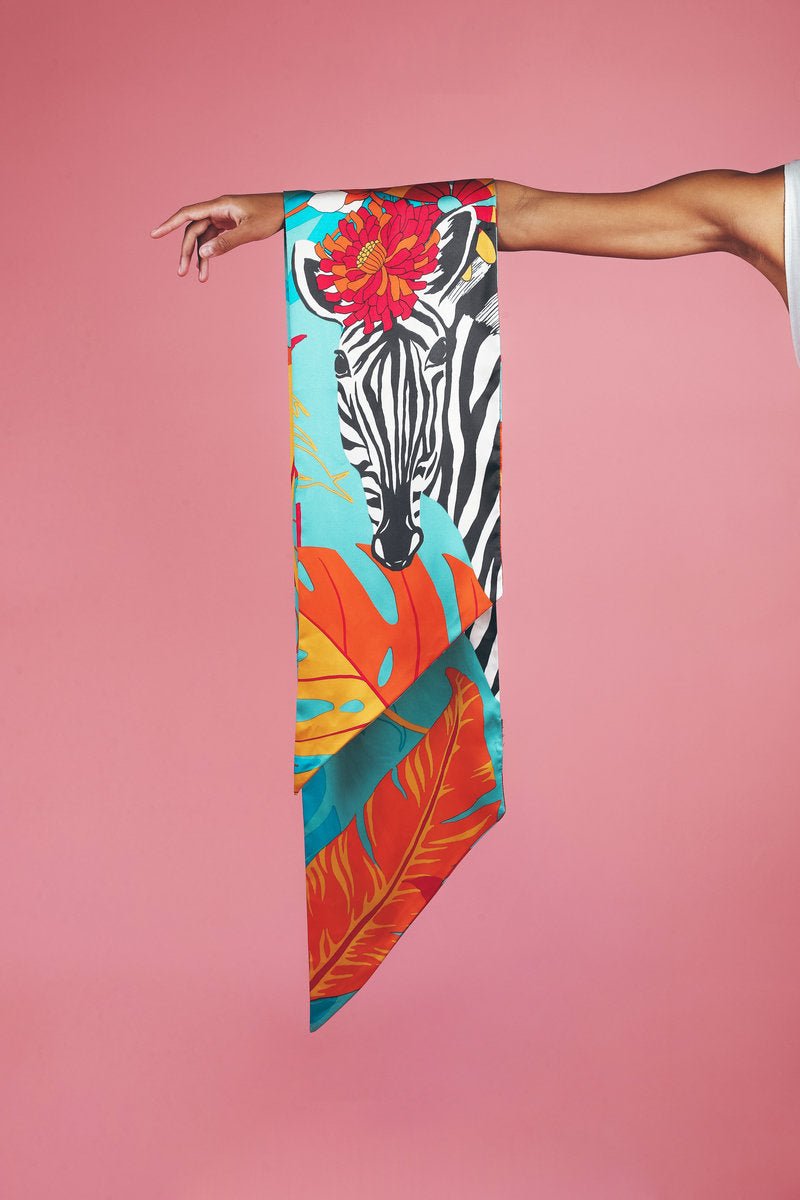 Powder Neck Floral Zebra Scarf - Daisy Mae Boutique