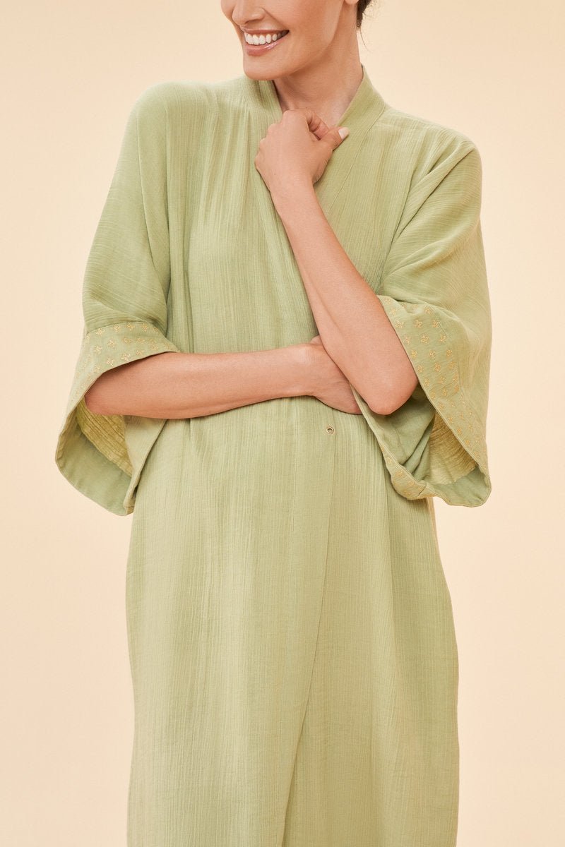 Powder Organic Cotton Retreat Gown Olive - Daisy Mae Boutique