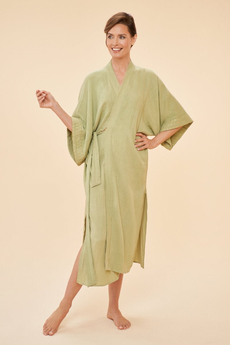 Powder Organic Cotton Retreat Gown Olive - Daisy Mae Boutique