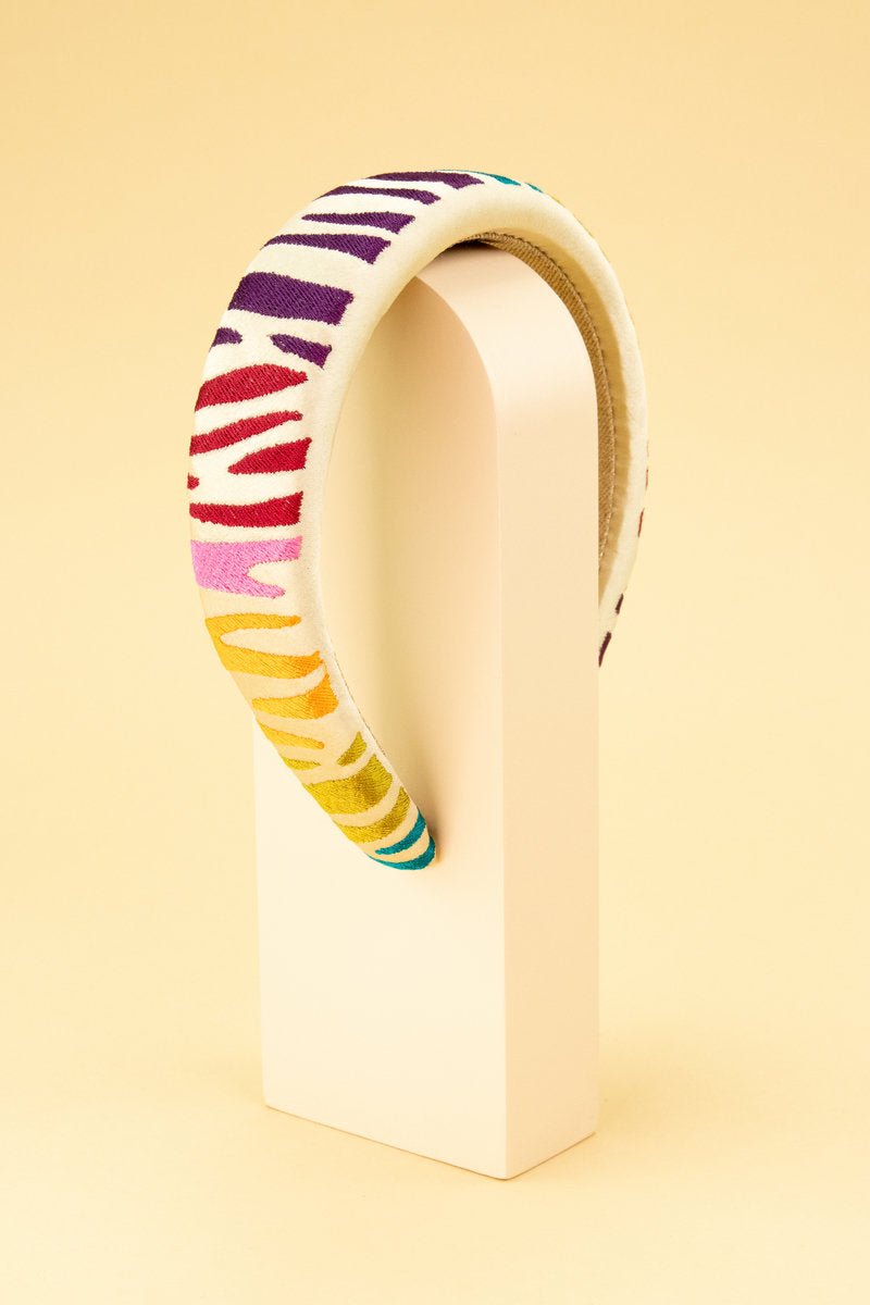 Powder Padded Rainbow Zebra Headband - Daisy Mae Boutique