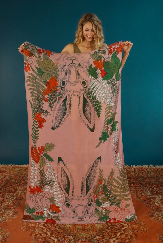Powder Print Happy Hare Scarf - Daisy Mae Boutique