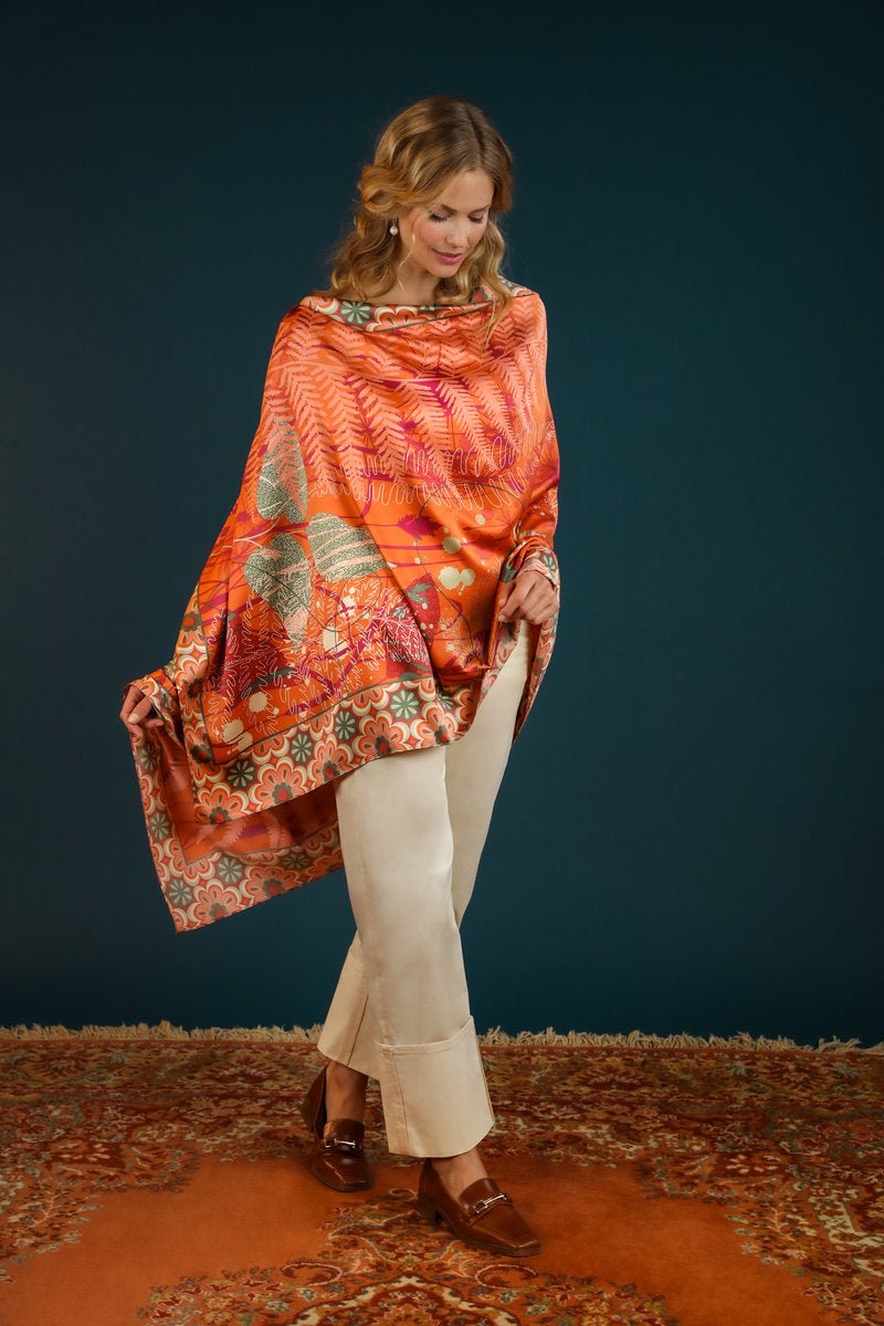 Powder Satin Print Freehand Forest Scarf - Daisy Mae Boutique