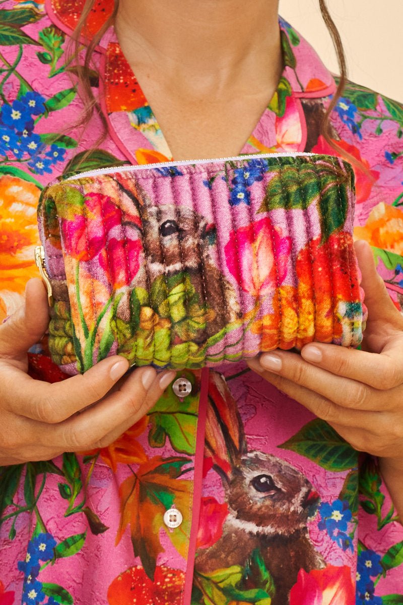 Powder Small Quilted Vanity Bag - Whimsical Woodland - Daisy Mae Boutique