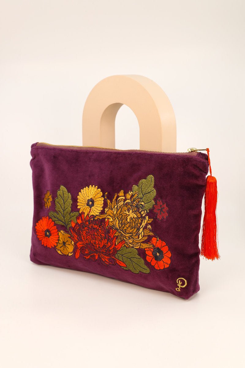 Powder Vintage Flora Velvet Zip Pouch - Daisy Mae Boutique