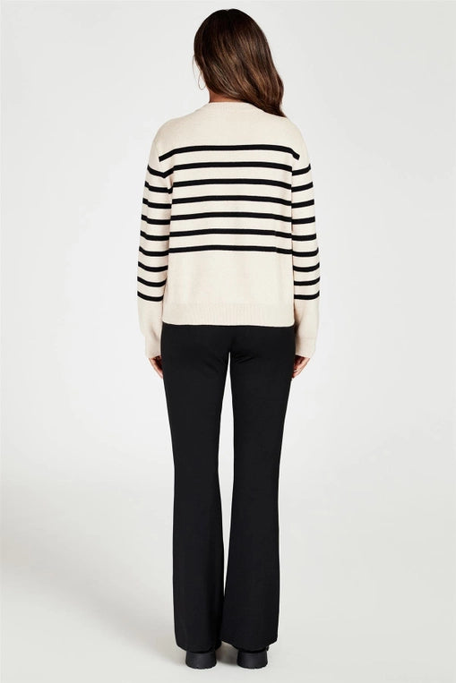 FS Collection Pocket Stripe Cream Cardigan