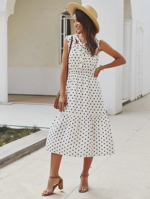 FS Collection Tiered Polka Dot Midi Dress