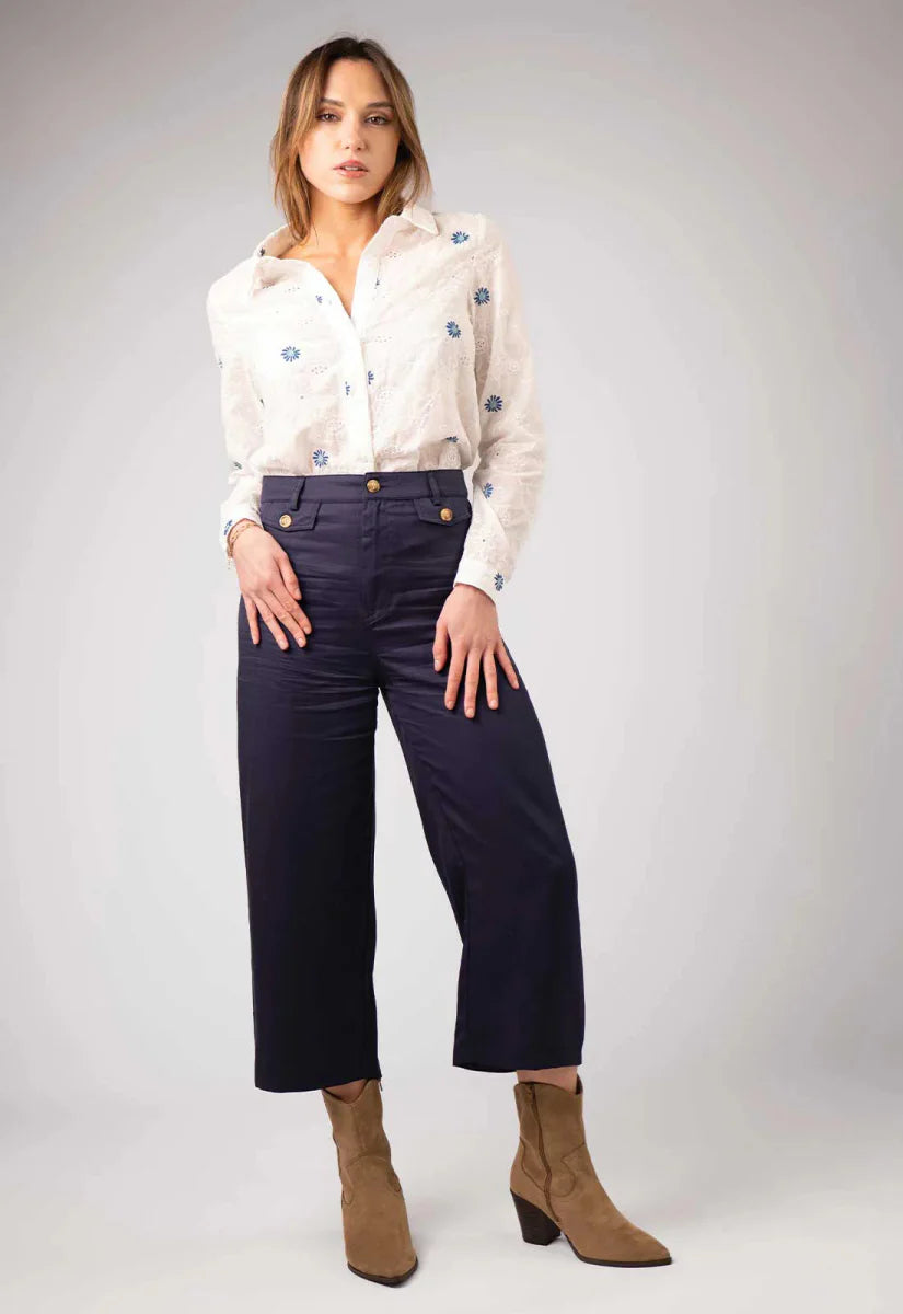 Zibi London JEM Navy Wide Trousers - Daisy Mae Boutique