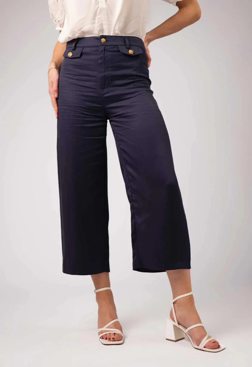 Zibi London JEM Navy Wide Trousers - Daisy Mae Boutique