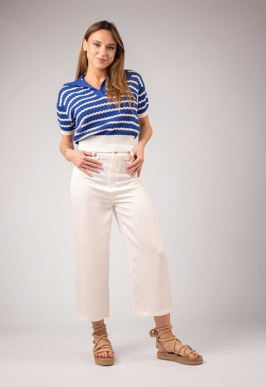 Zibi London JEM White Wide Trousers - Daisy Mae Boutique