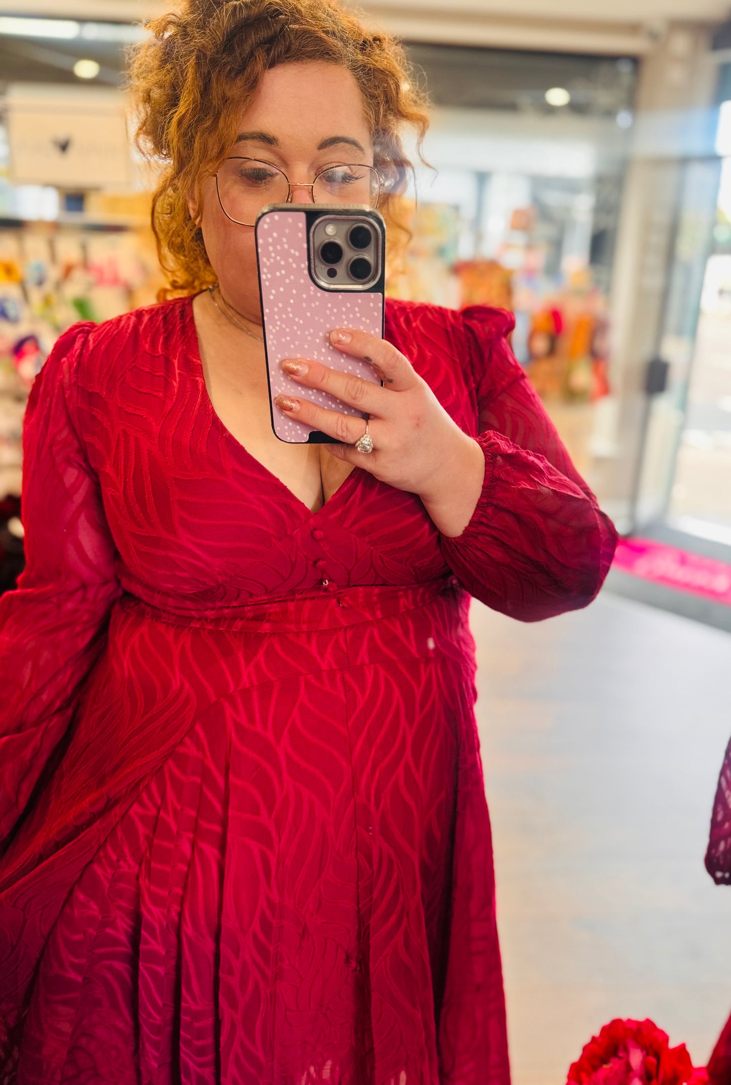 Amber Wine Dip Hem Midi Occasion Dress