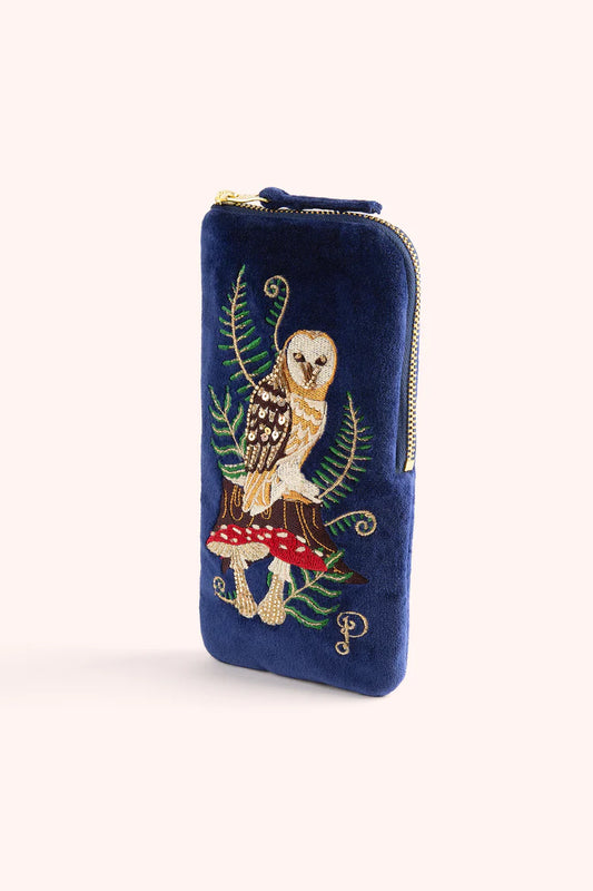 Powder VELVET SUNGLASSES POUCH - WOODLAND OWL