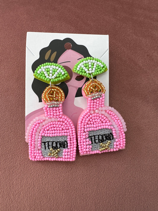 DMB Beaded Tequila Earrings Pink