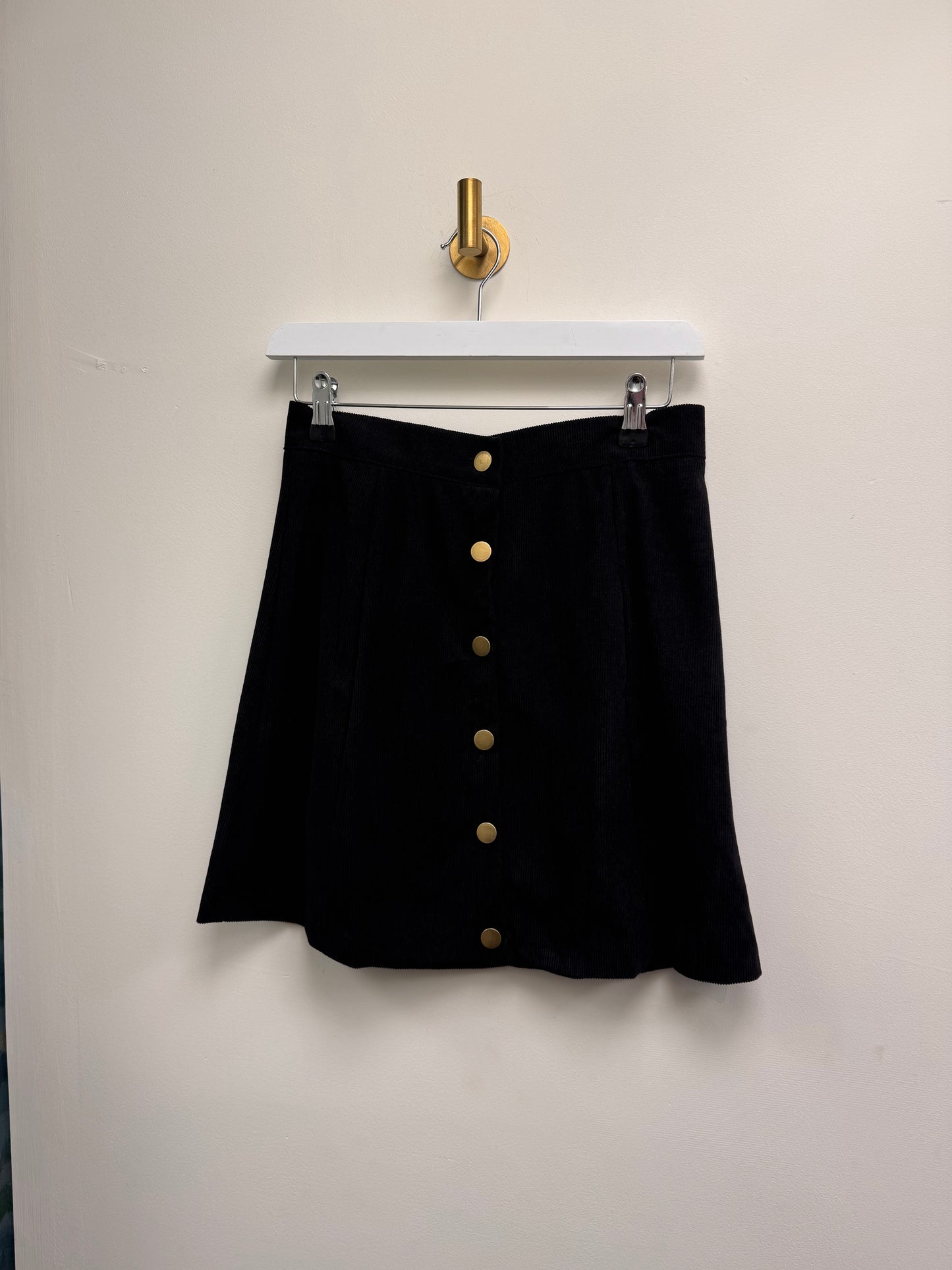 DMB Black Button Down Cord Skirt
