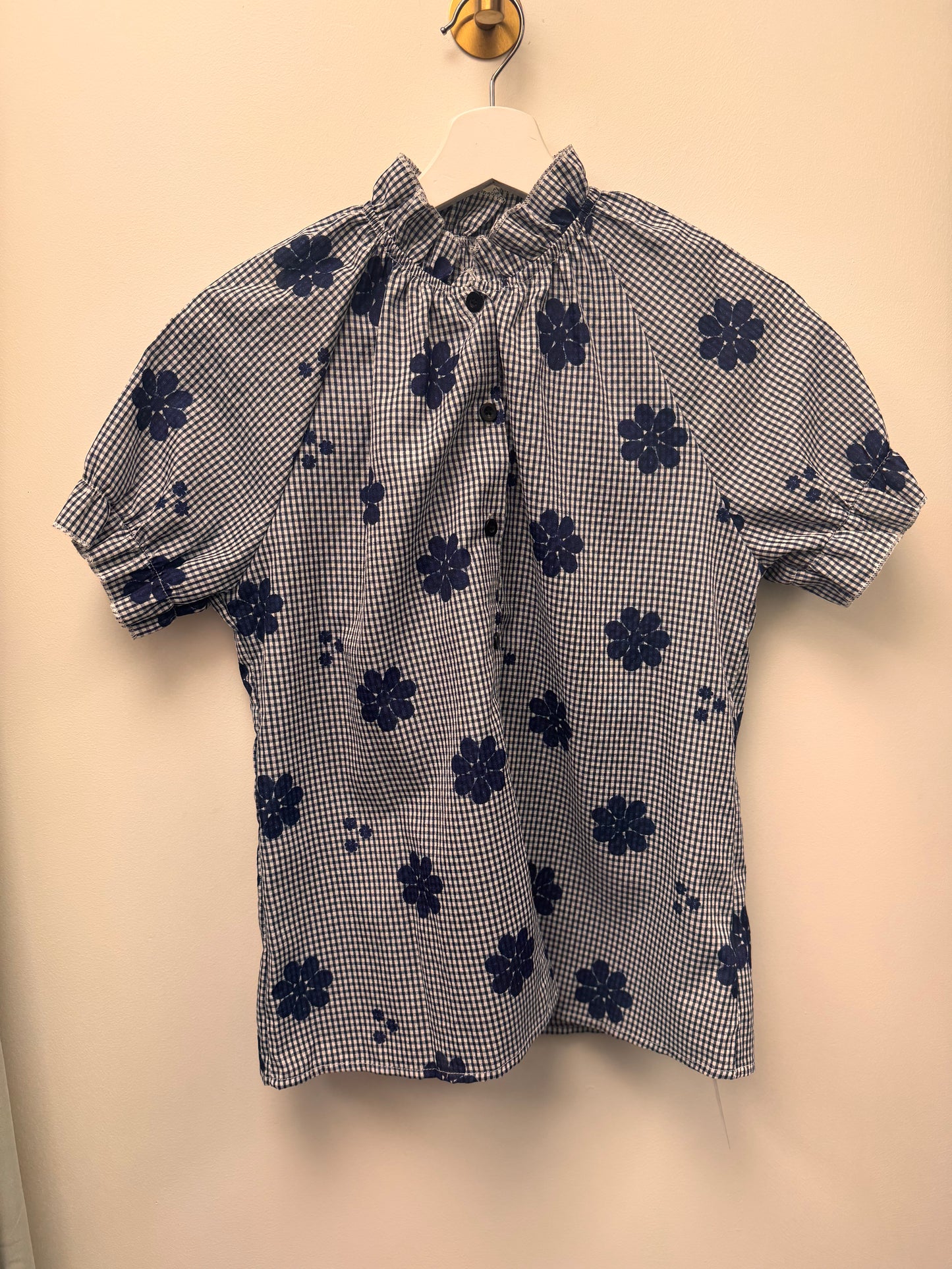 DMB Blue Check Flower Blouse