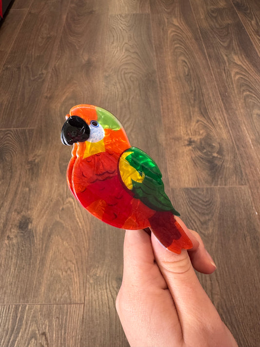DMB Red / Green  Parrot Hair Claw Clip