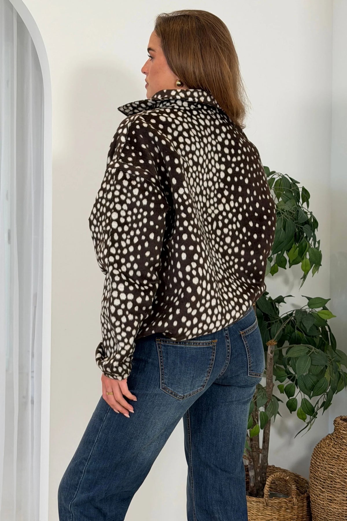 GIM Simmy Deer Print Zip Up
Fleece Brown