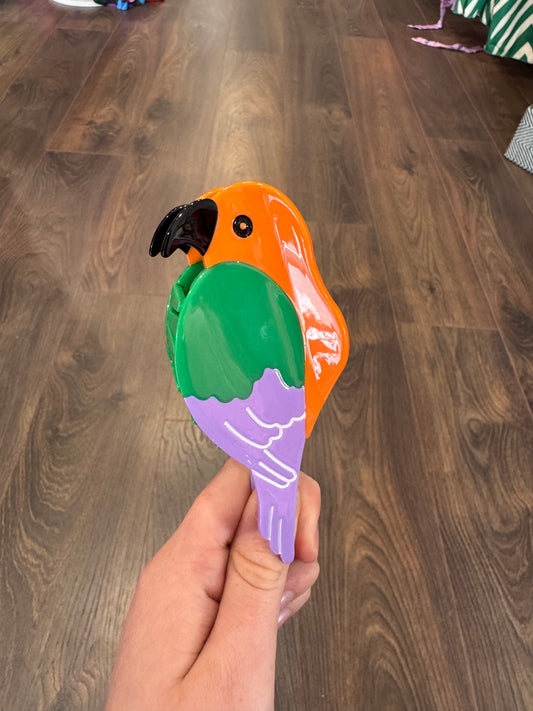 DMB Purple & Orange Parrot Hair Claw Clip