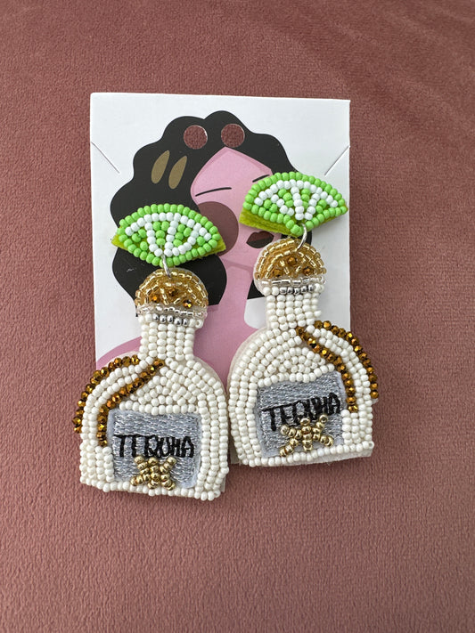 DMB Beaded Tequila Earrings White