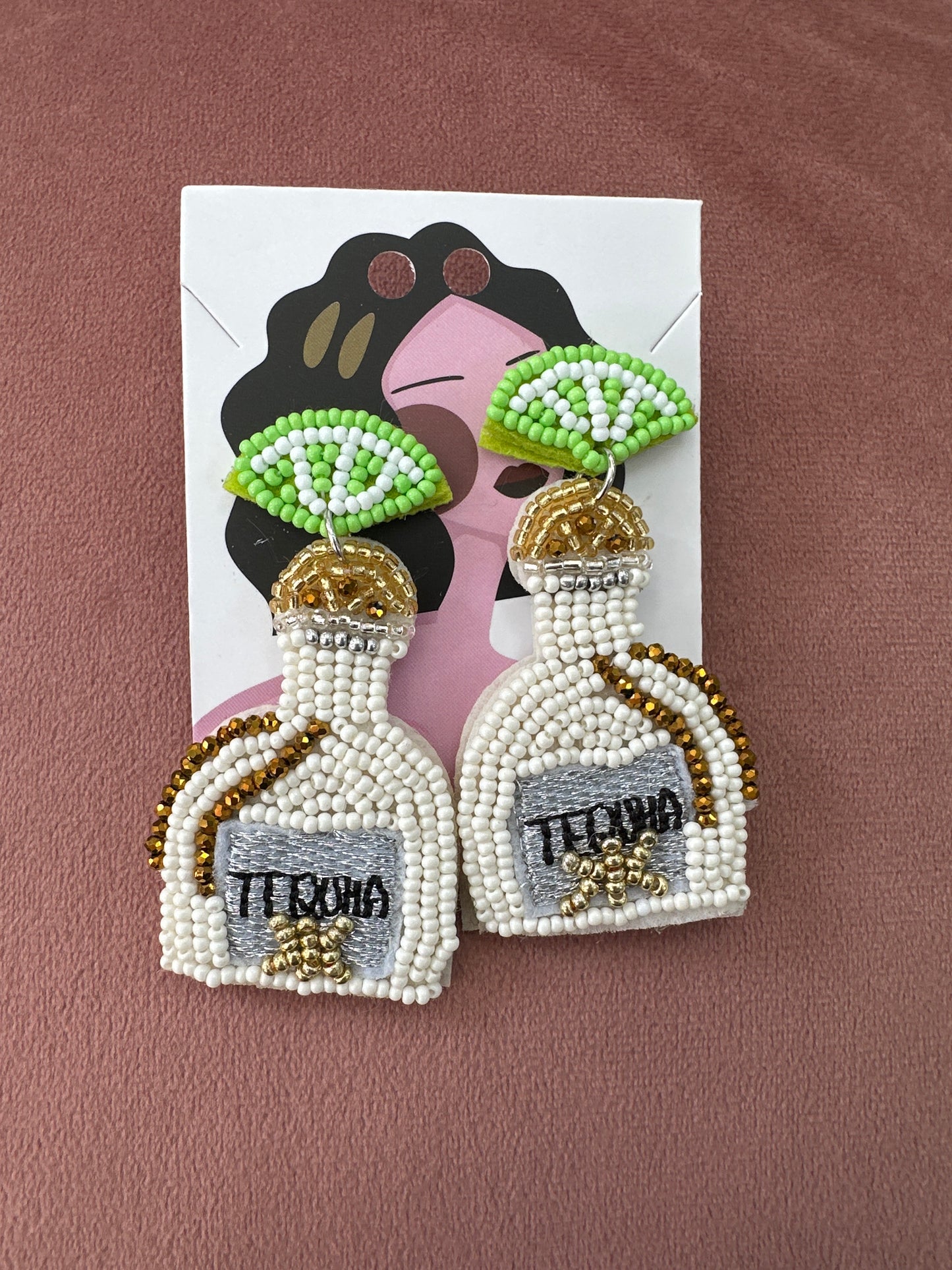 DMB Beaded Tequila Earrings White
