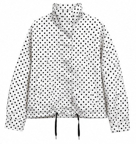 Black and White Polka Dot Drawstring Jacket