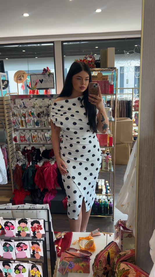 DMB Off Shoulder Polka Dress