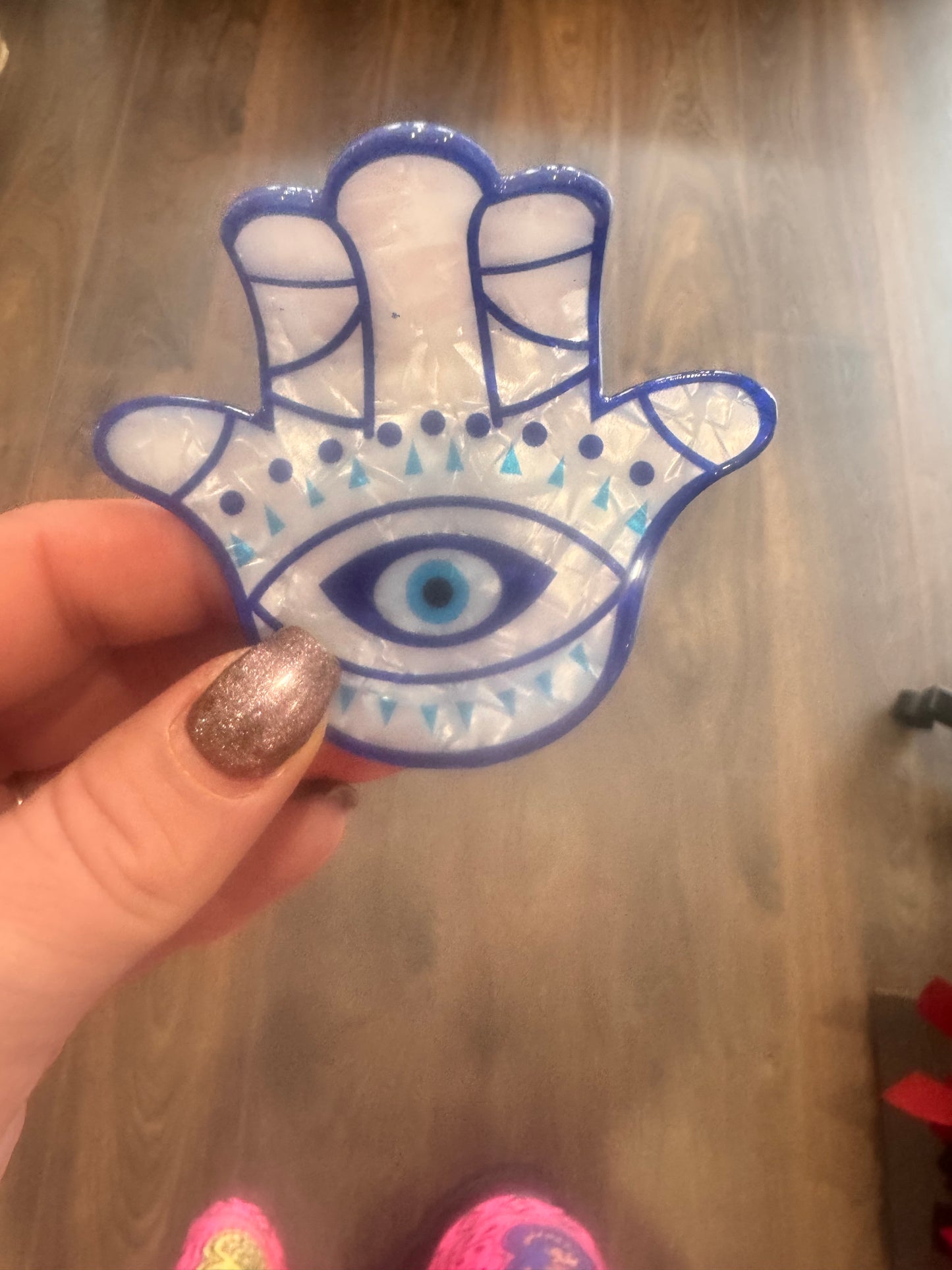DMB Blue Hand Evil Eye Hair Claw Clip