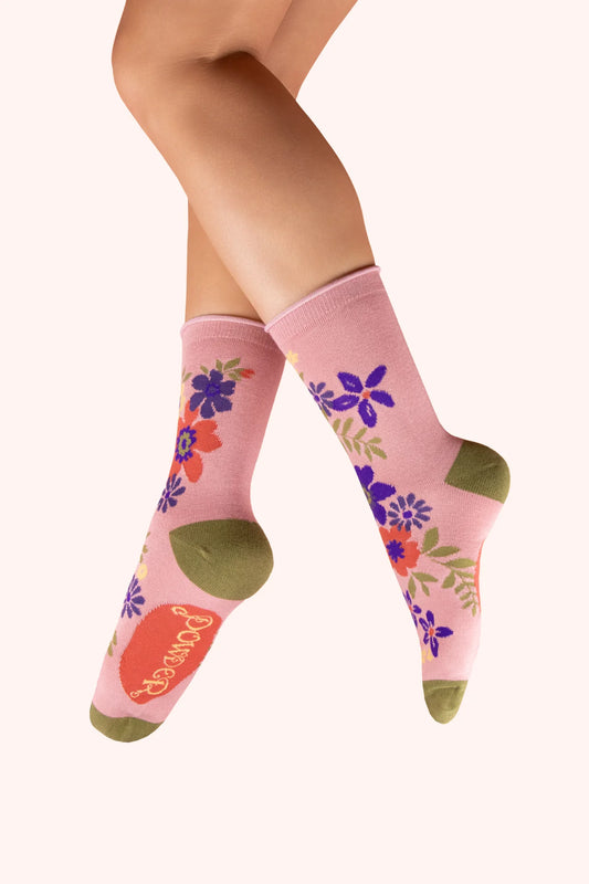 Powder Ankle Socks - Floral Spray, Candy