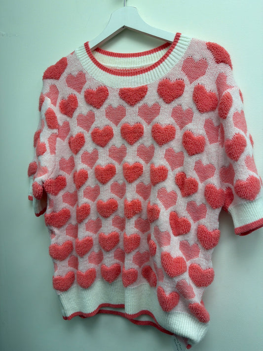 DMB Pink Heart Cosy Short Sleeve Knit