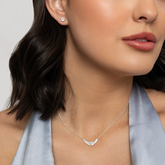 Knight and Day Baguette Style Necklace/Earring Set T387SAP