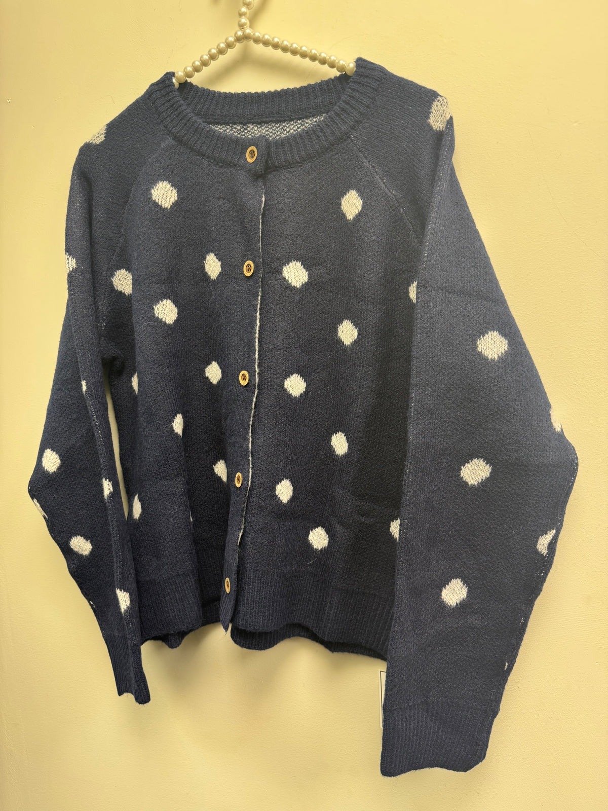 DMB Navy Polka Chunky Cardigan