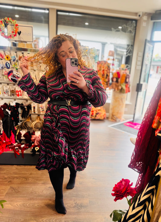 Amber Purple Swirl Mini Faux Wrap Dress