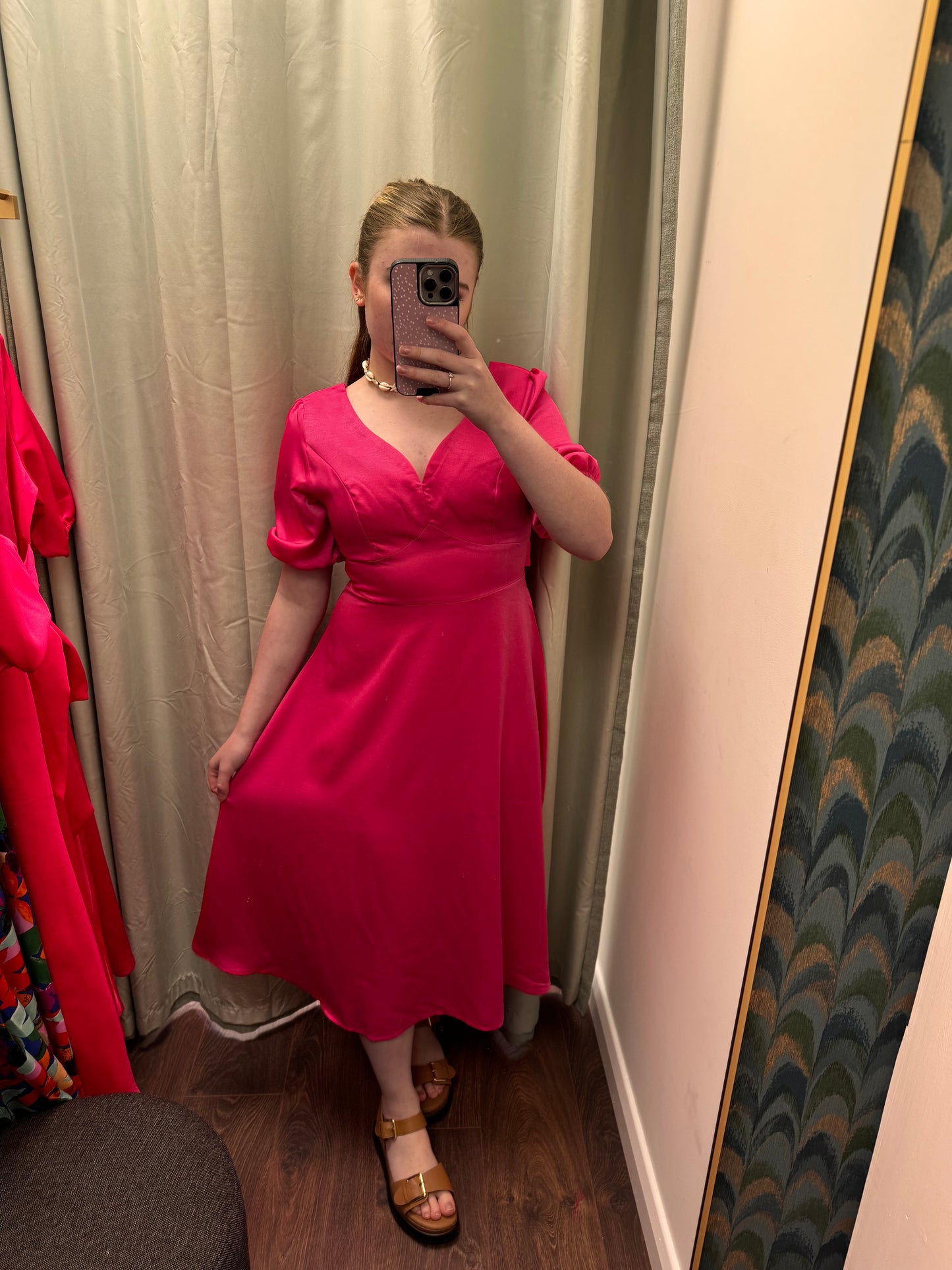 DMB Fuchsia Bow Back Midi Dress
