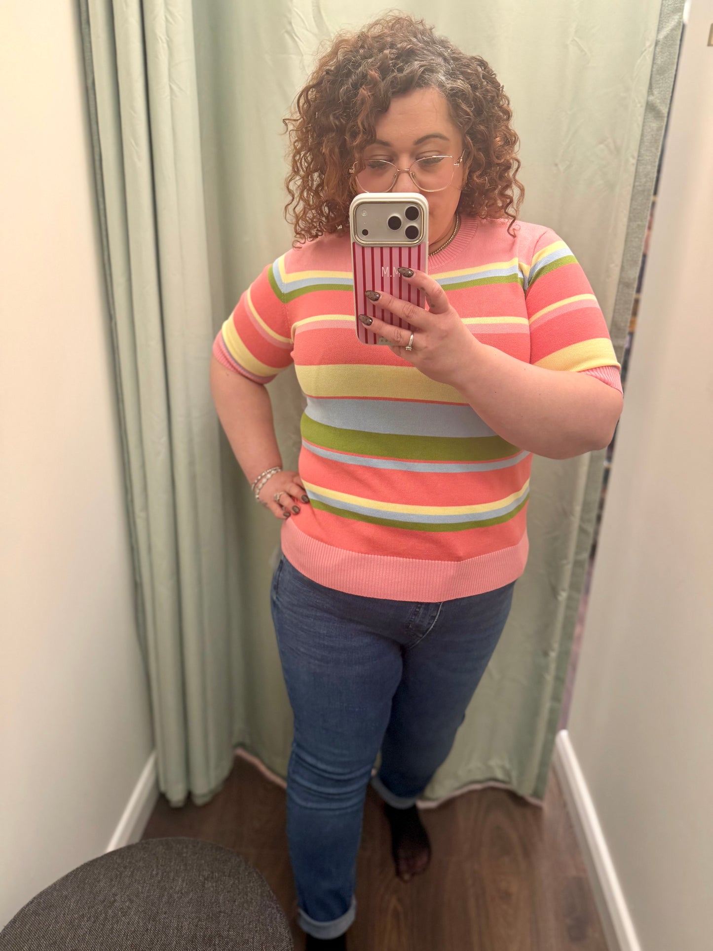 DMB Pink Stripe Short Sleeved Knit