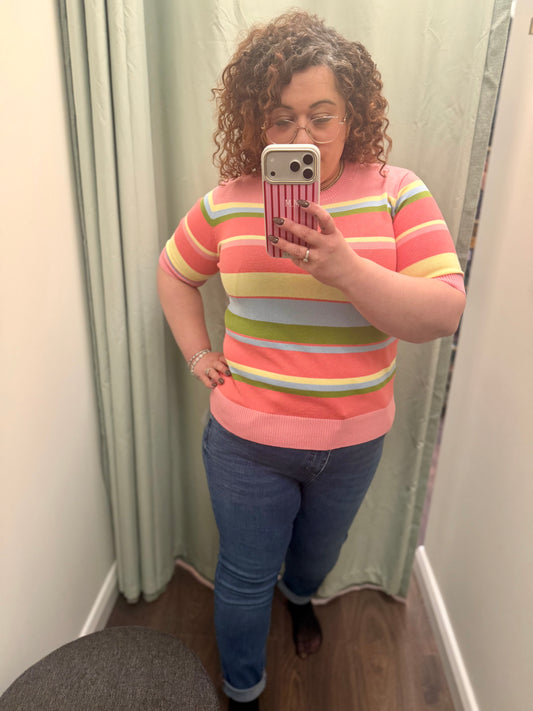 DMB Pink Stripe Short Sleeved Knit