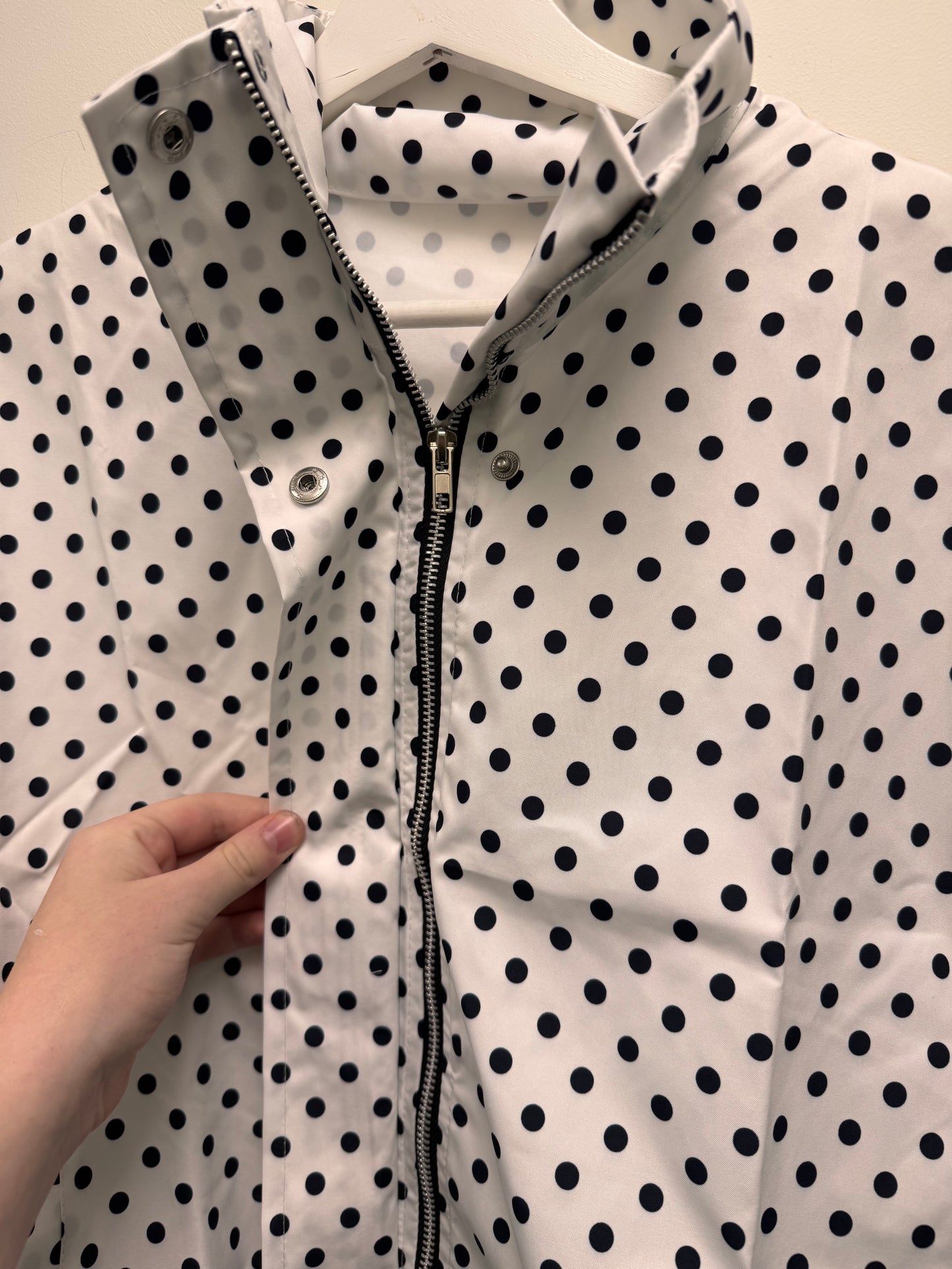 Black and White Polka Dot Drawstring Jacket