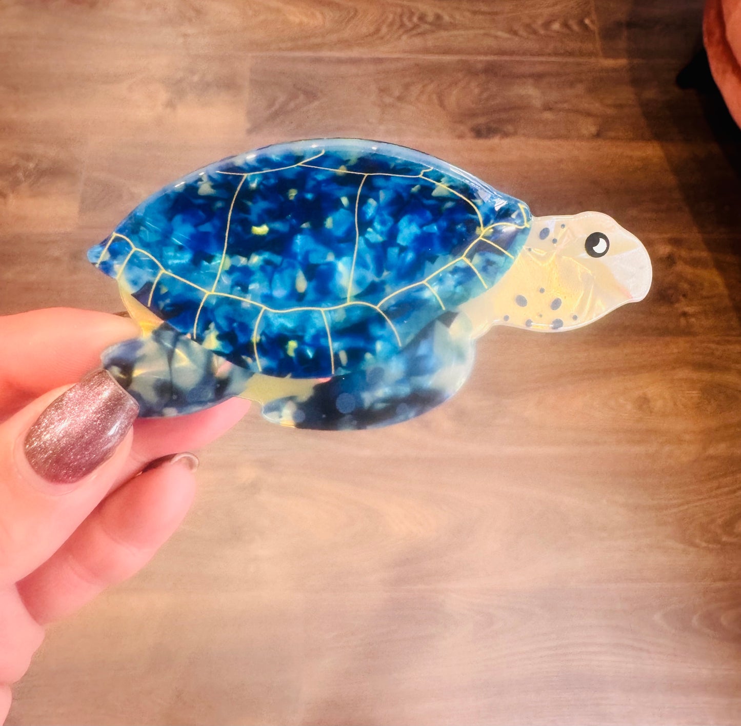 DMB Blue Speckle Turtle Hair Claw Clip