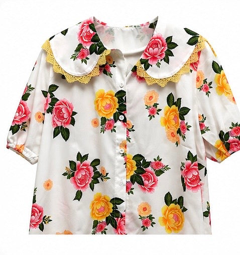 DMB Floral Collared Blouse
