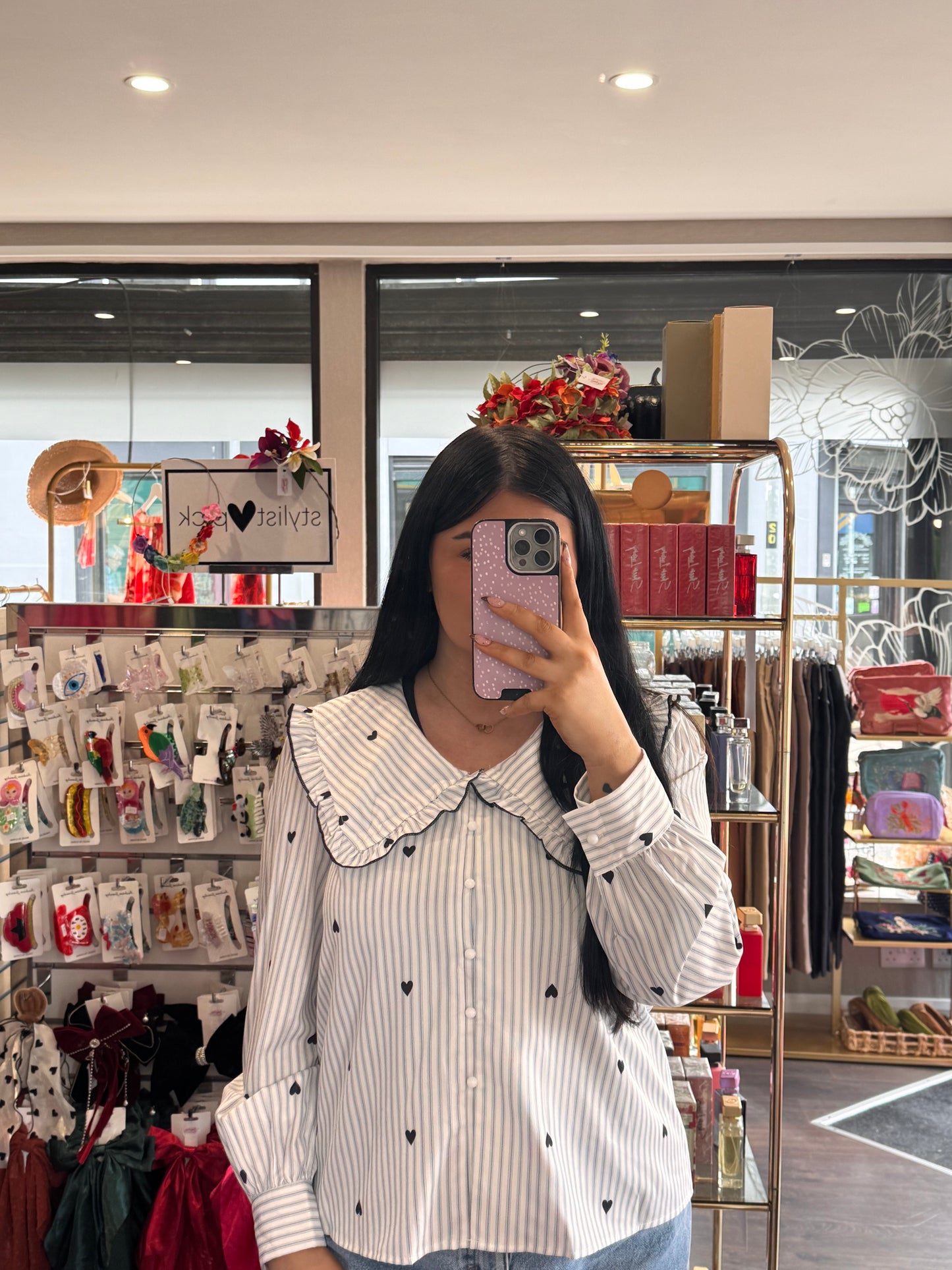 DMB Heart Detail Sailor Collar Blouse