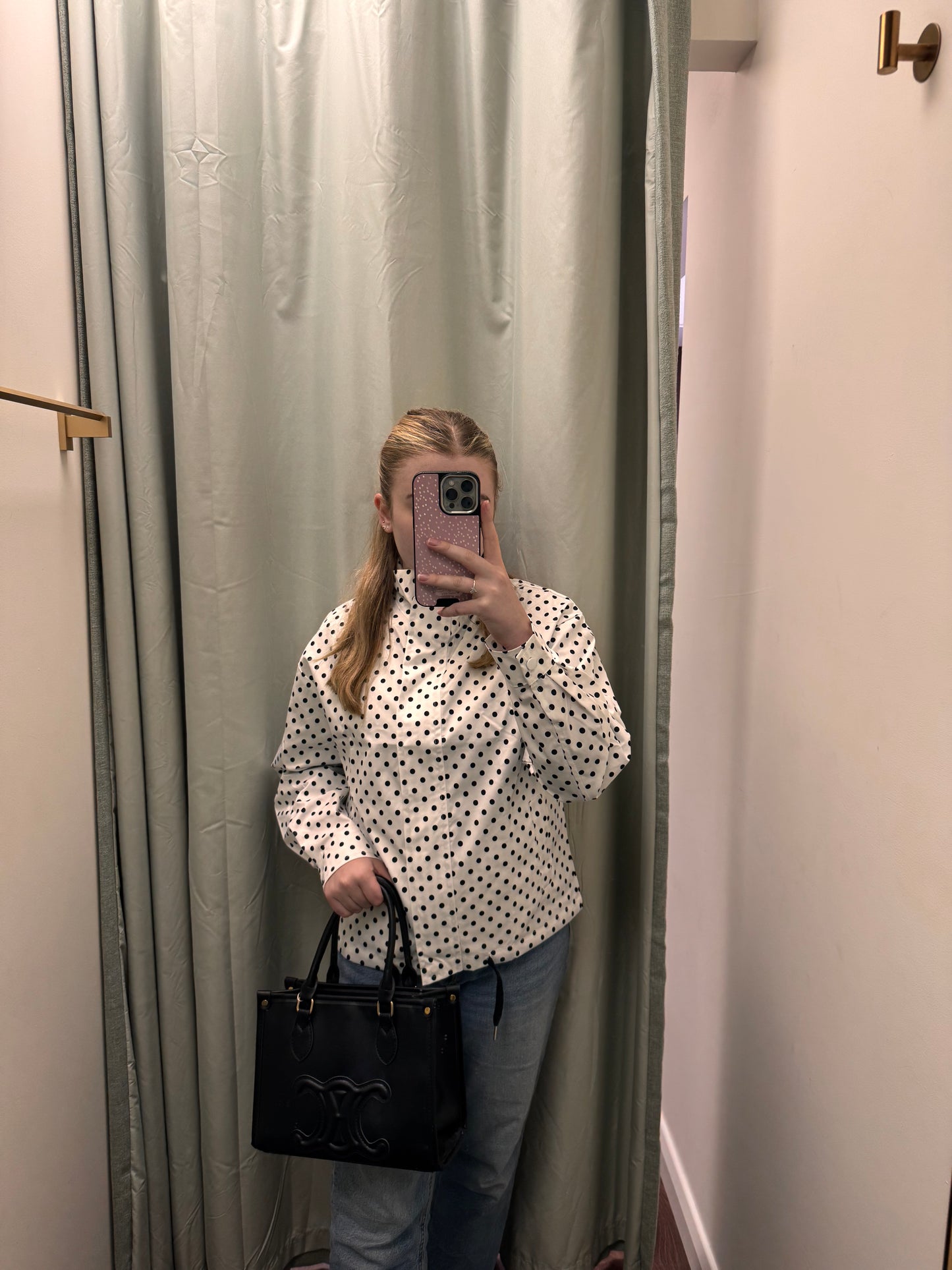 Black and White Polka Dot Drawstring Jacket