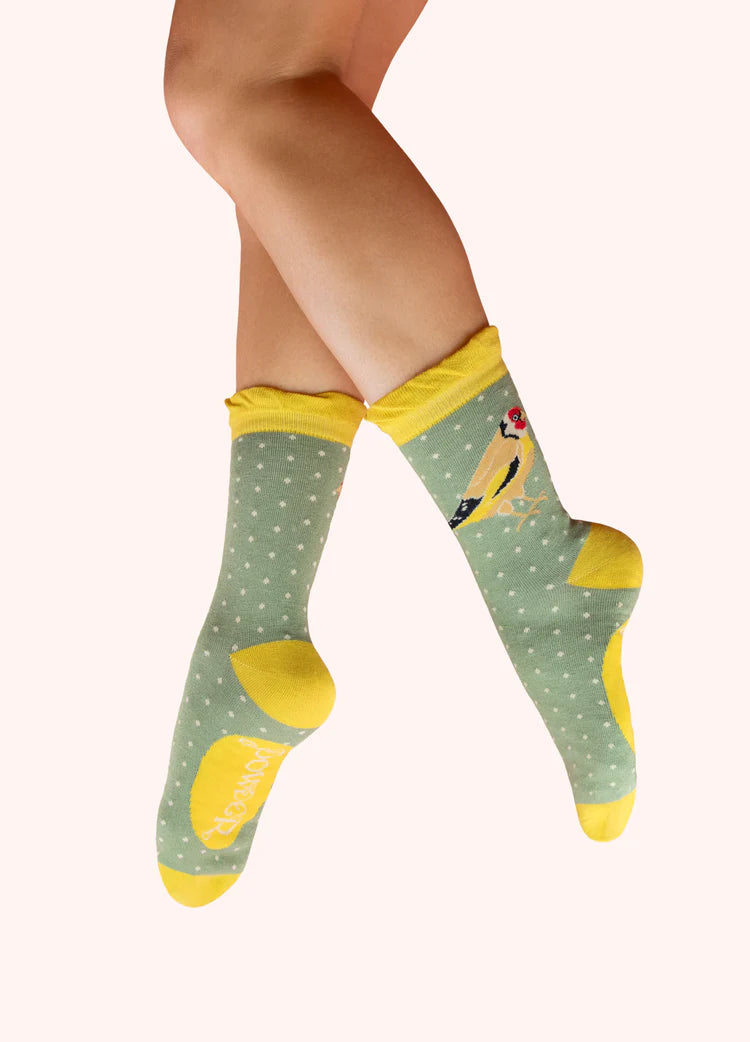 POWDER LADIES' ANKLE SOCKS - GOLD FINCH IN SAGE